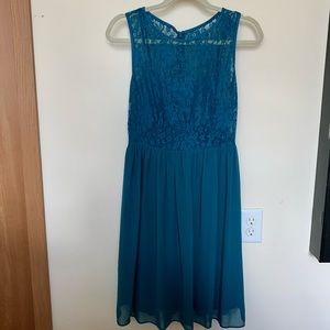 Floral Lace Teal Dress - AB Studio
